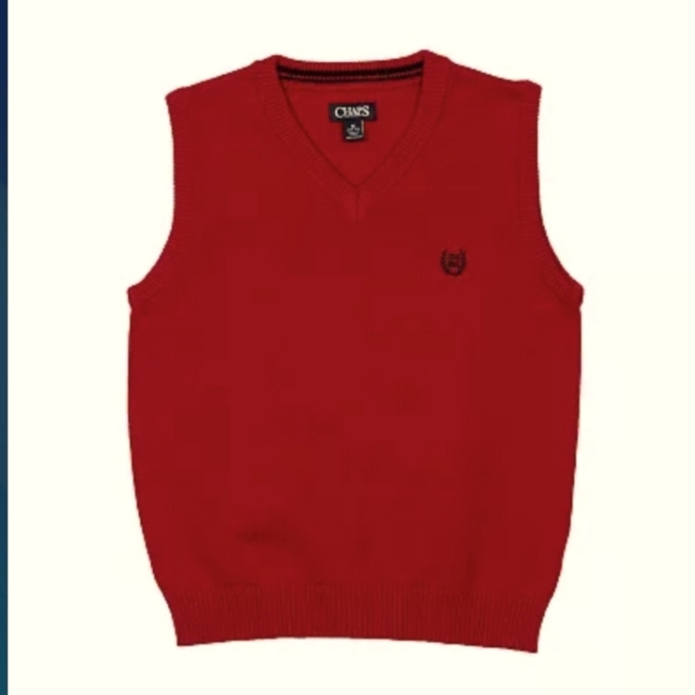 Chaps (Size 14-16) Boys Red Knit Sweater Vest (NWT)